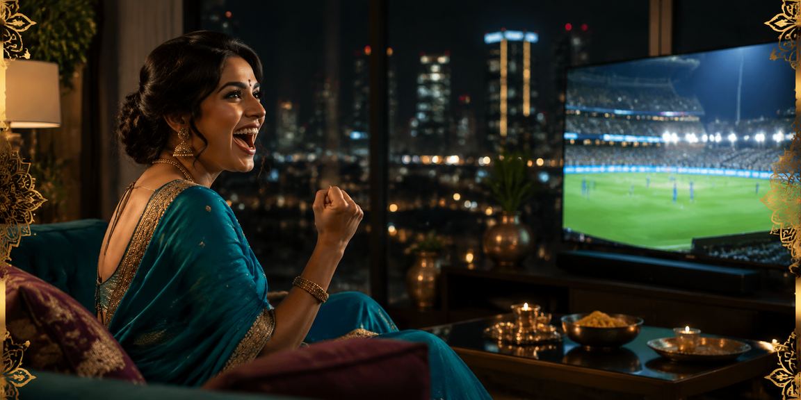 Cricket fans cheering in a stadium